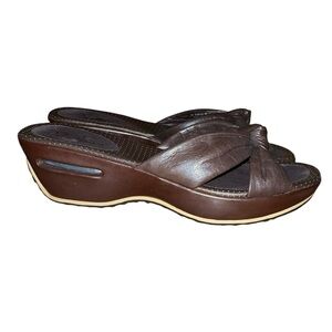Cole Haan Nike Air Collab wedge open toe sandal size 9 brown Y2K spring bow HTF